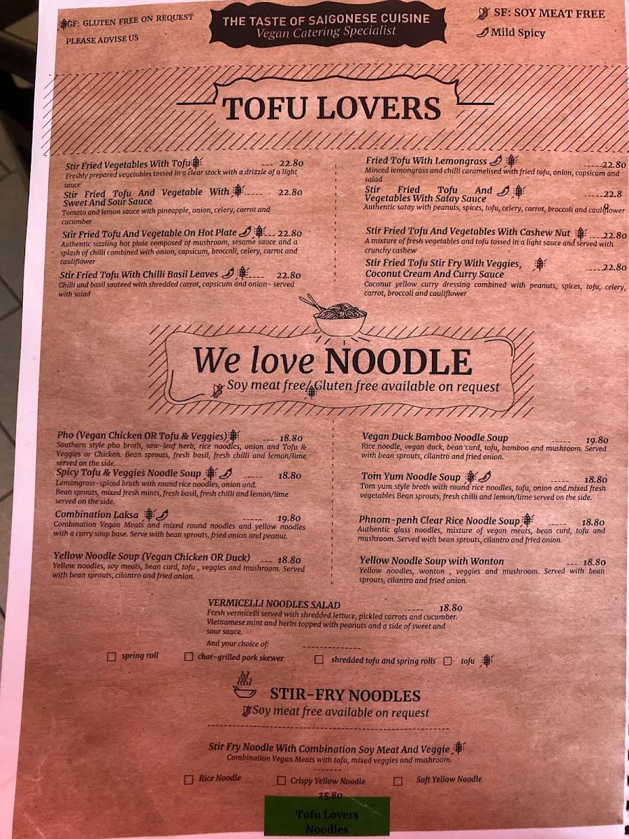 Menu, Golden Lotus Vegan Newtown