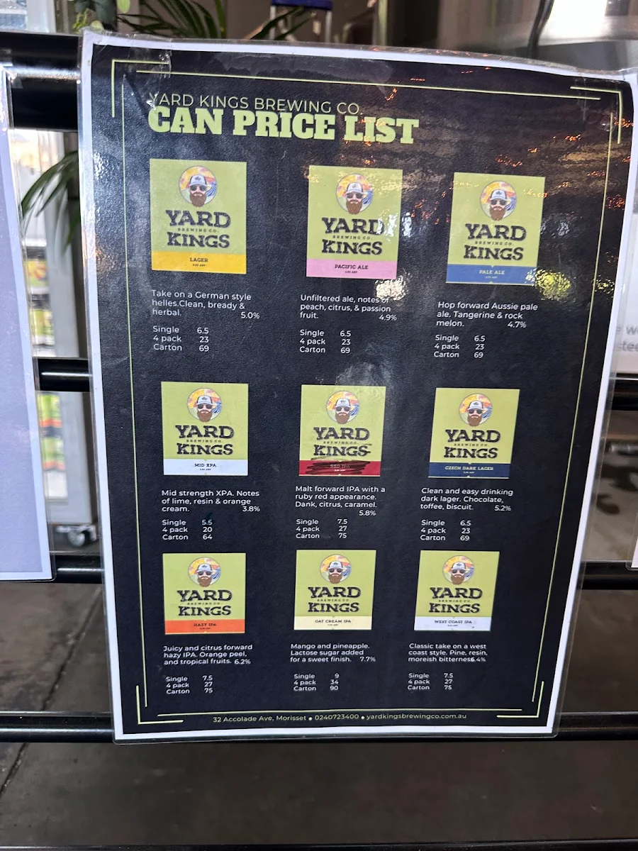 Menu, The Yard Brewery & Smokehouse