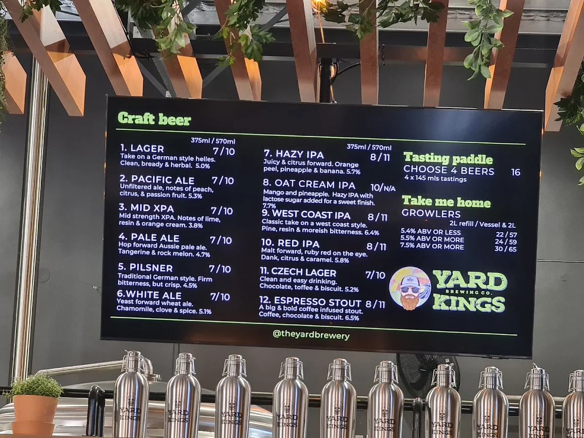 Menu, The Yard Brewery & Smokehouse