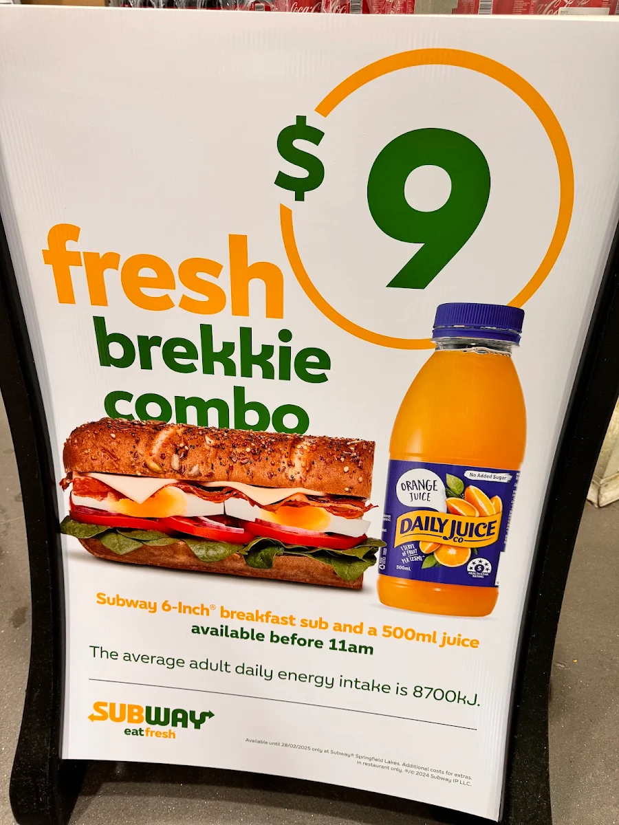 Menu, Subway