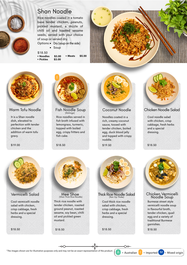 Menu, Blue Heaven