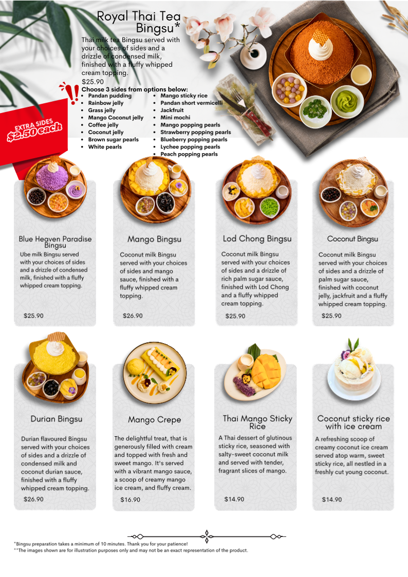 Menu, Blue Heaven