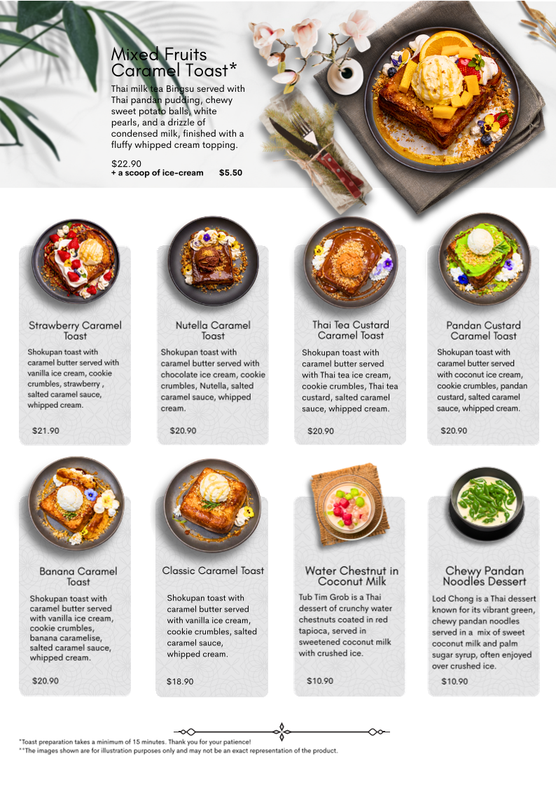 Menu, Blue Heaven