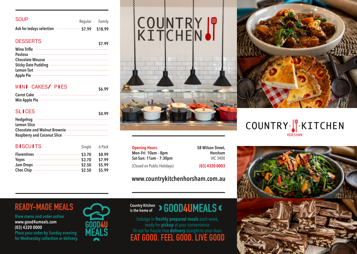 Menu, Country Kitchen Horsham