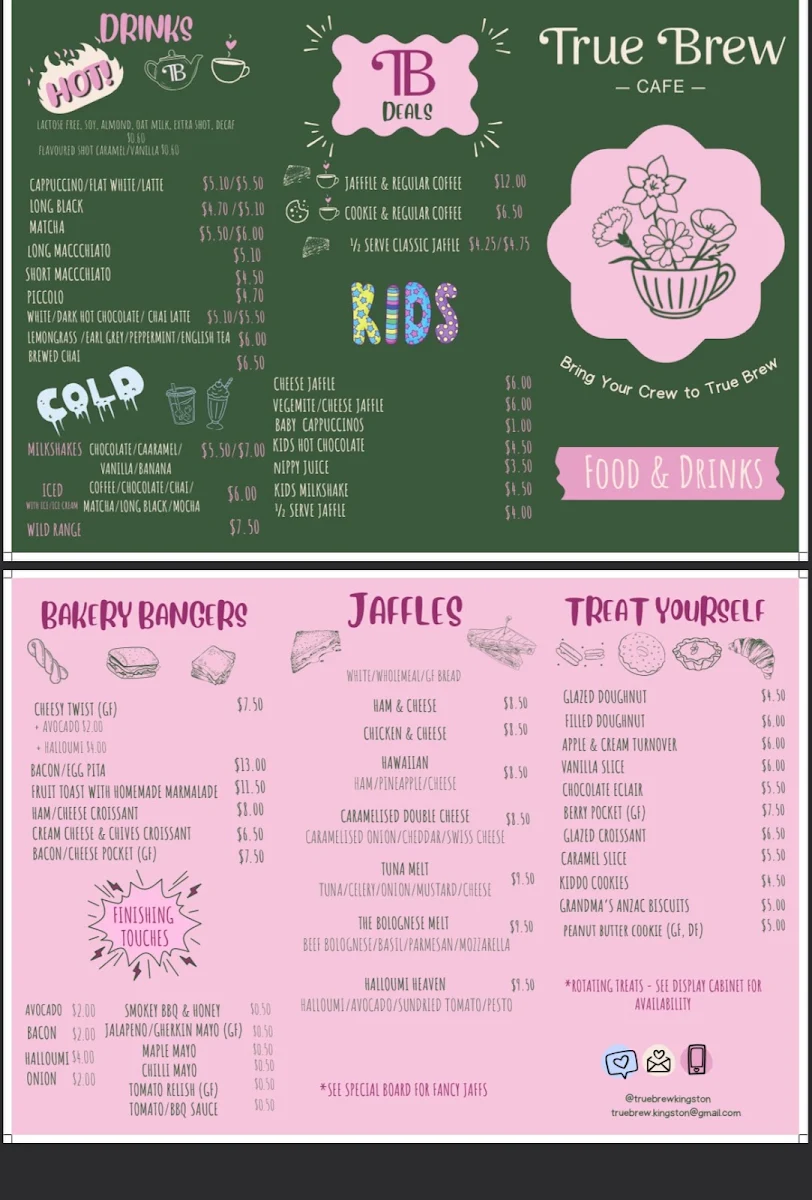 Menu, True Brew