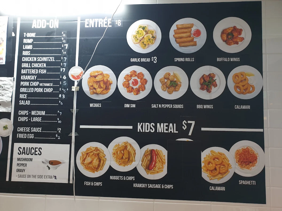Menu, Mr B Eatery