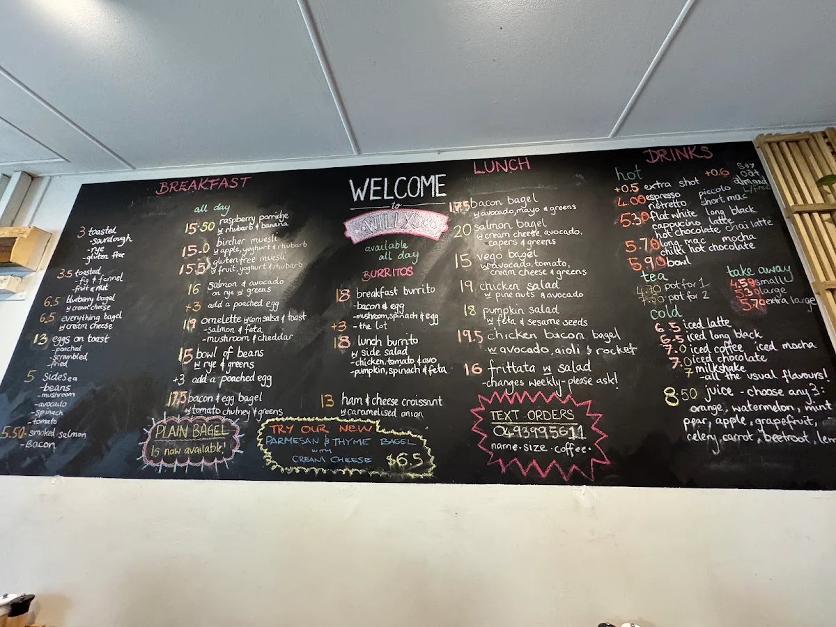 Menu, Little Willy's