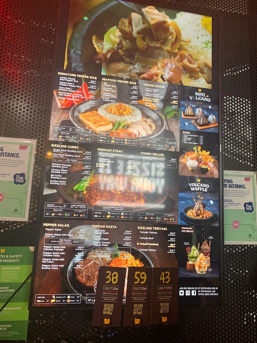 Menu, Pepper Lunch Sunnybank