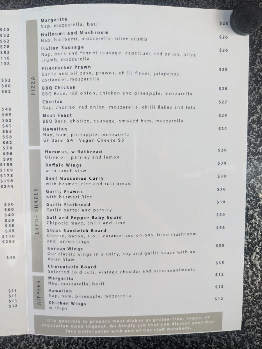 Menu, Bad Apples Bar