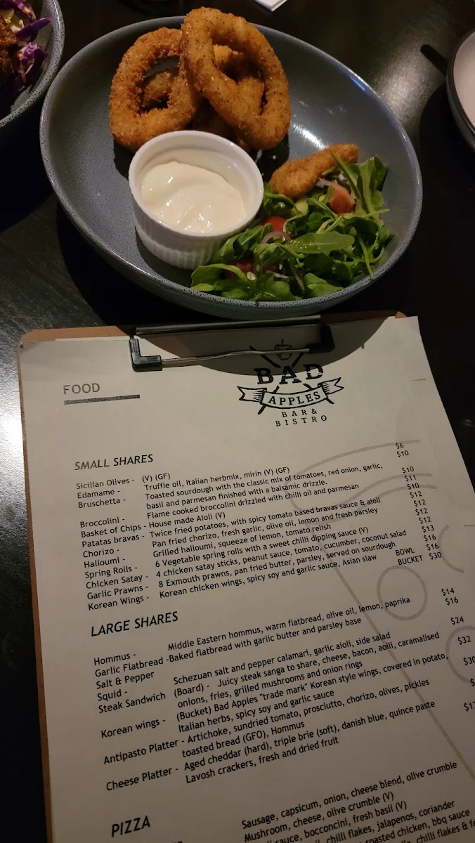 Menu, Bad Apples Bar