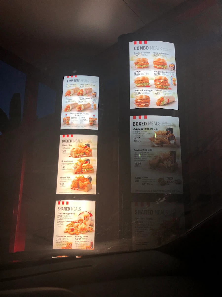 Menu, KFC Garbutt