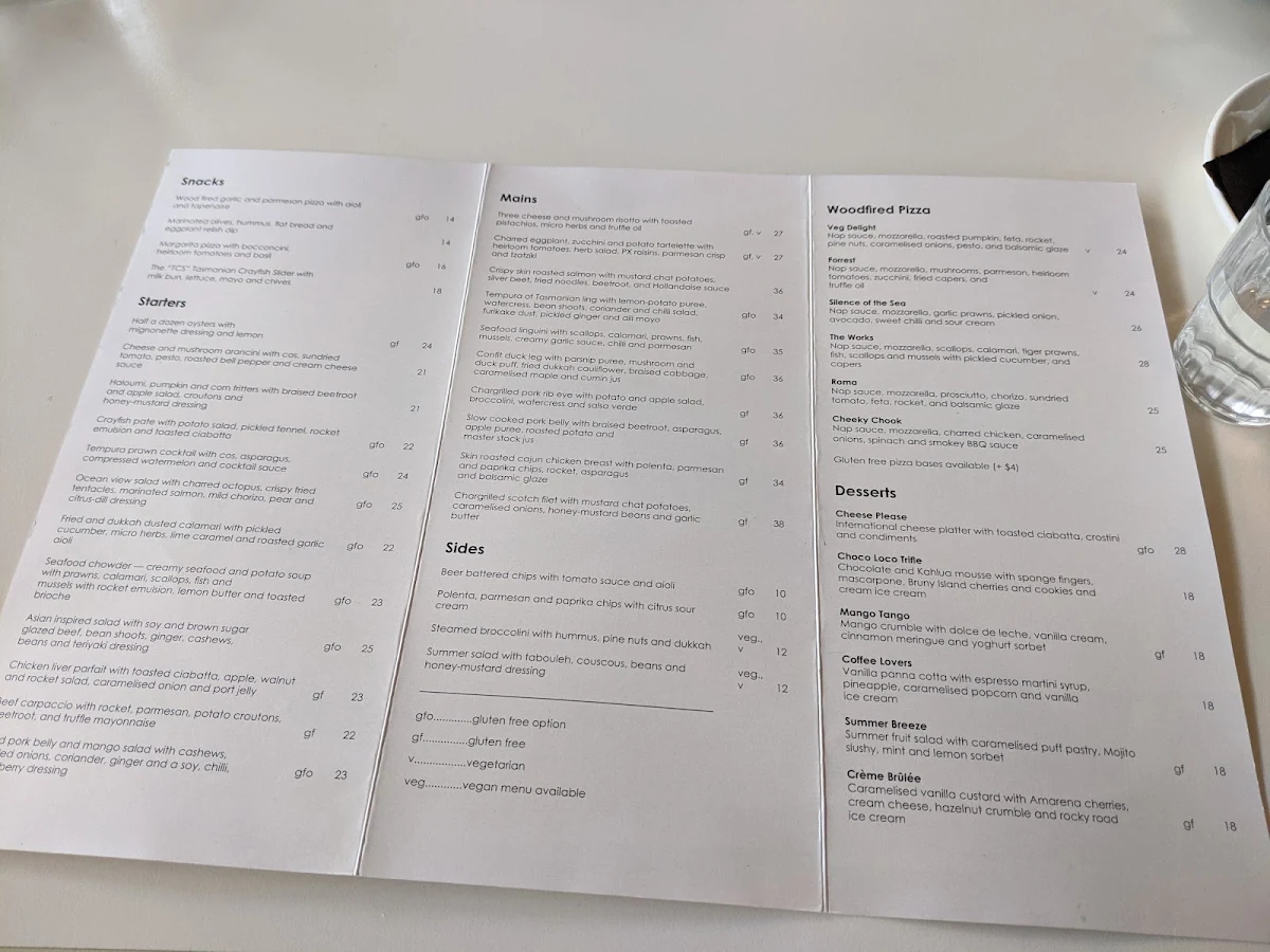 Menu, The Beach House