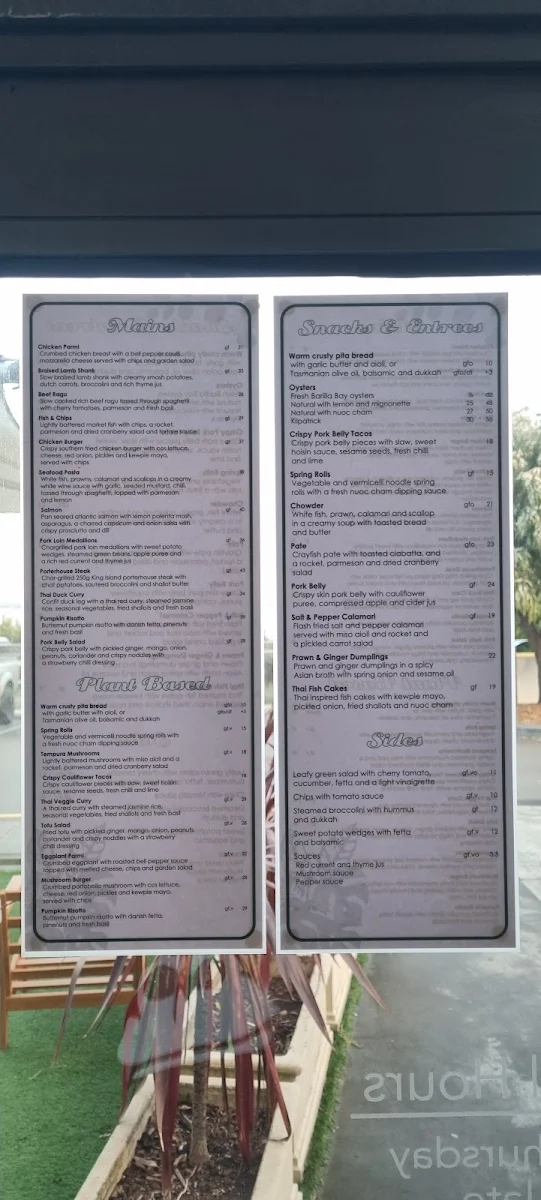Menu, The Beach House