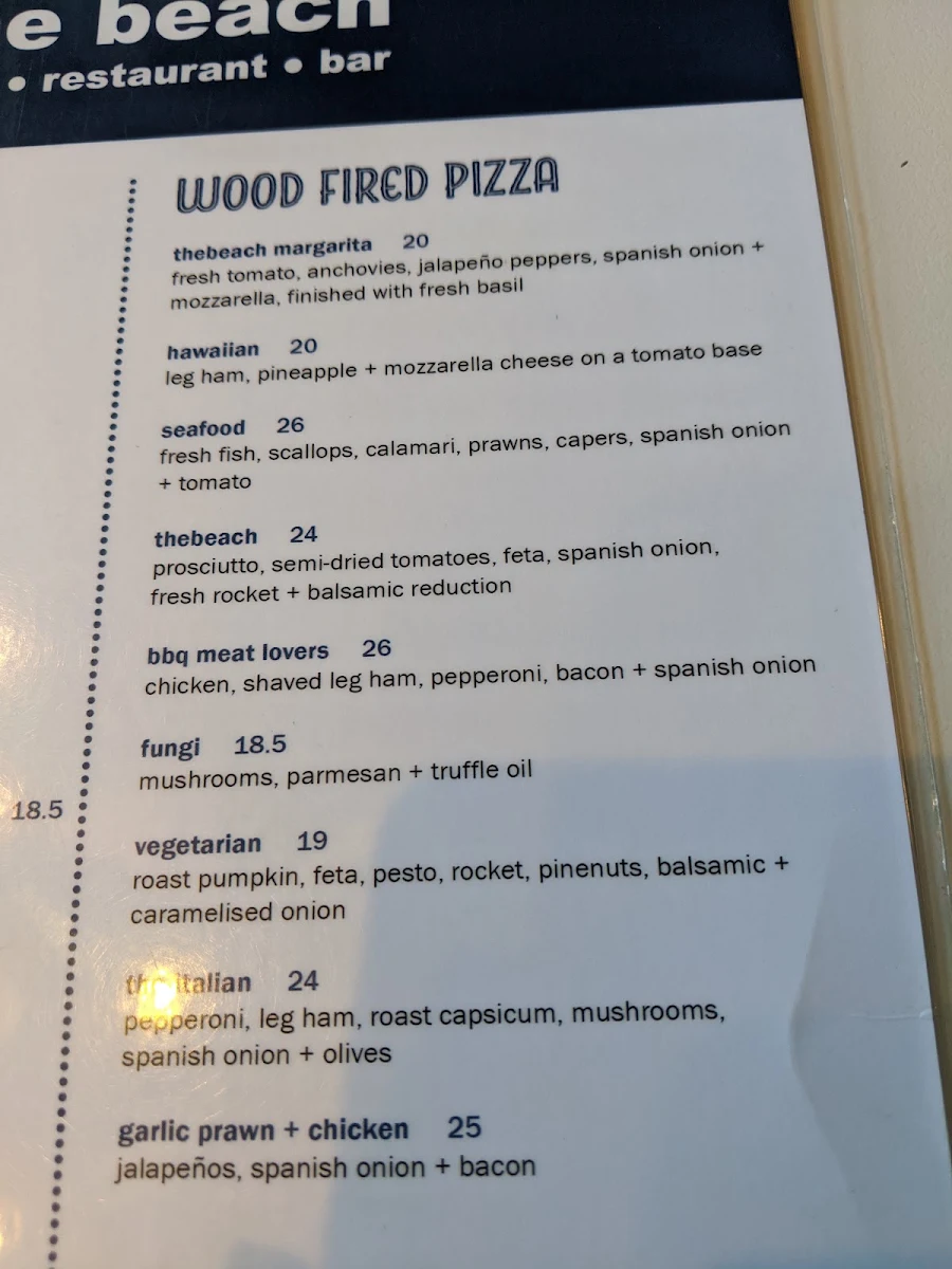 Menu, The Beach House