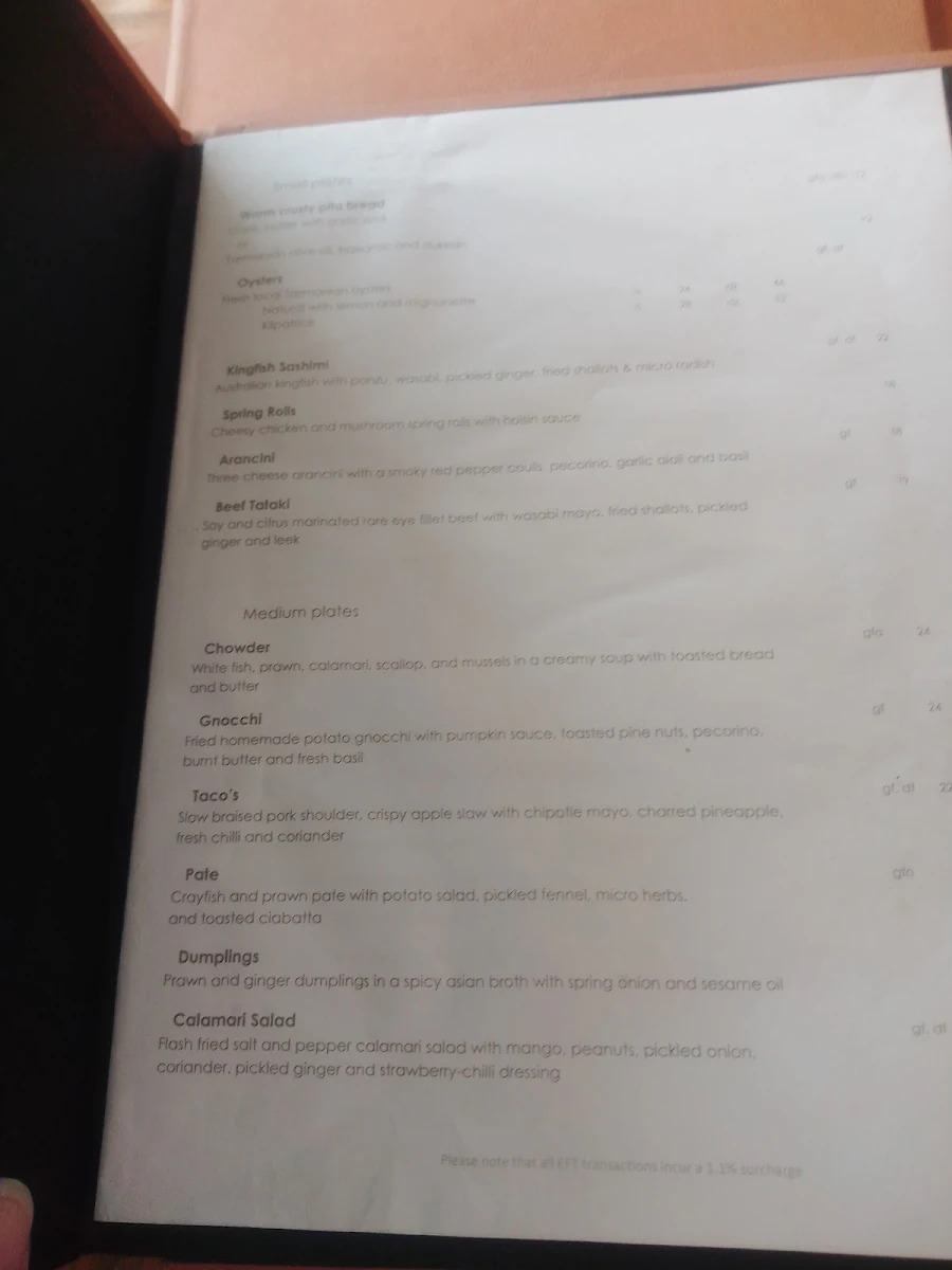 Menu, The Beach House