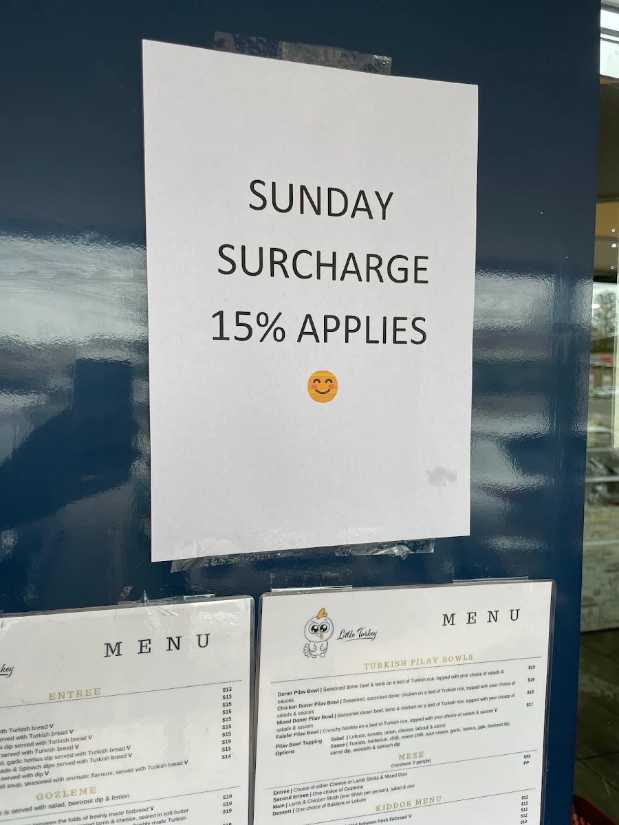 Menu, Little Turkey