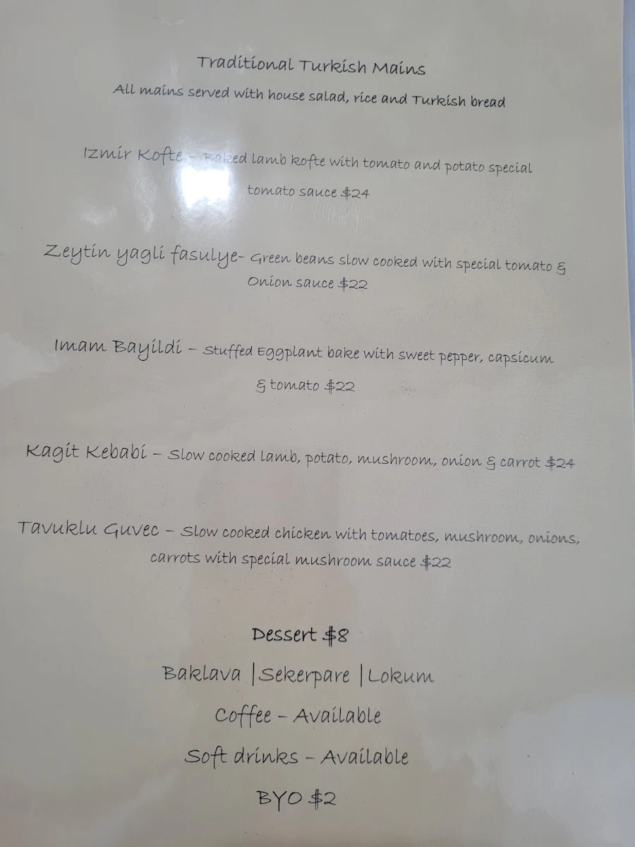 Menu, Little Turkey