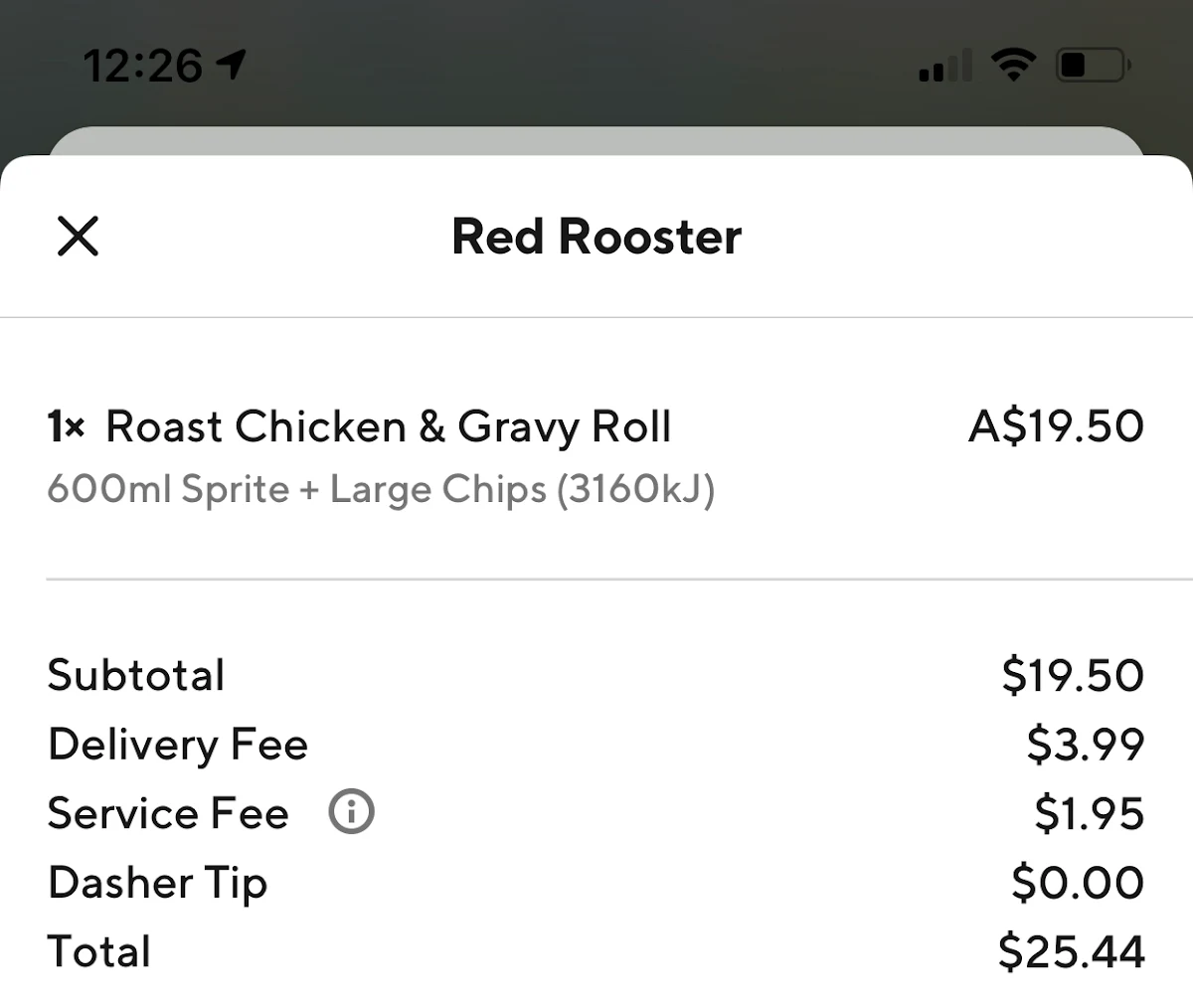 Menu, Red Rooster Augustine Heights