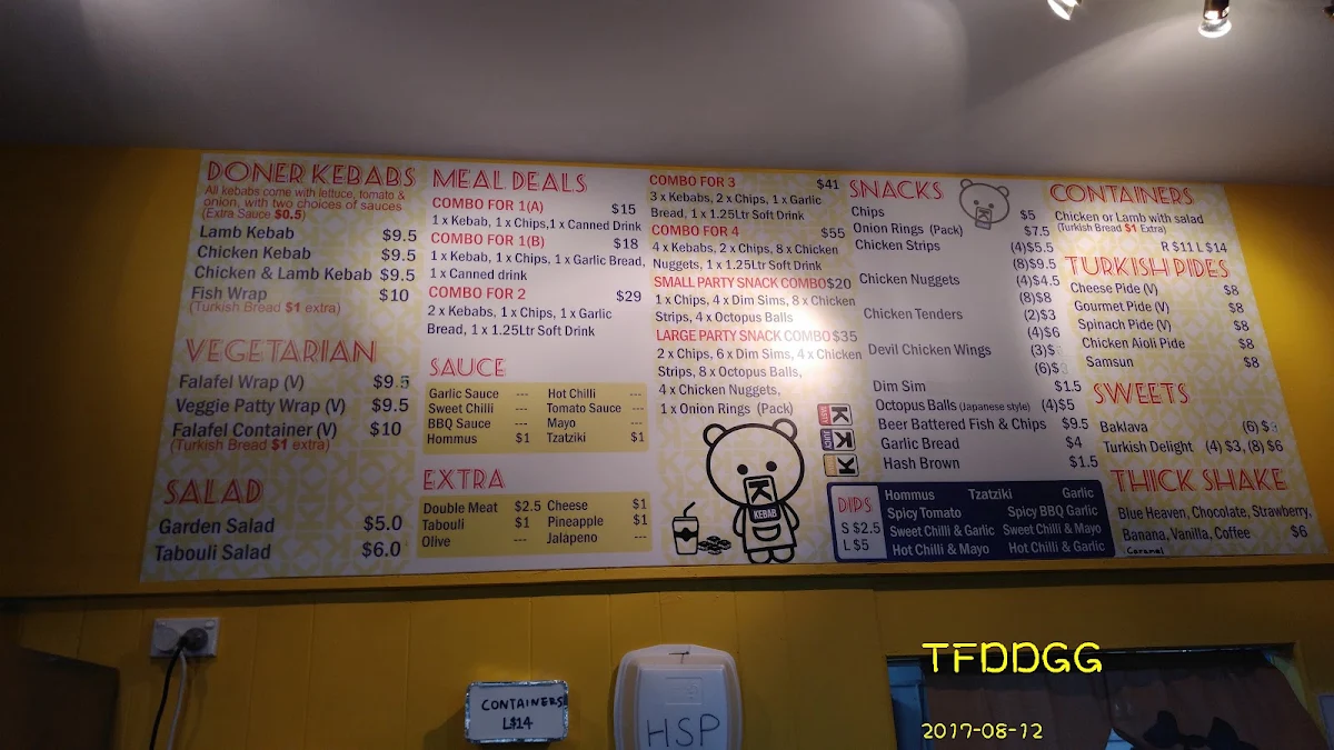 Menu, K For Kebab
