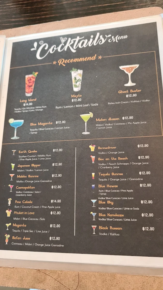 Menu, Chur Thai Restaurant