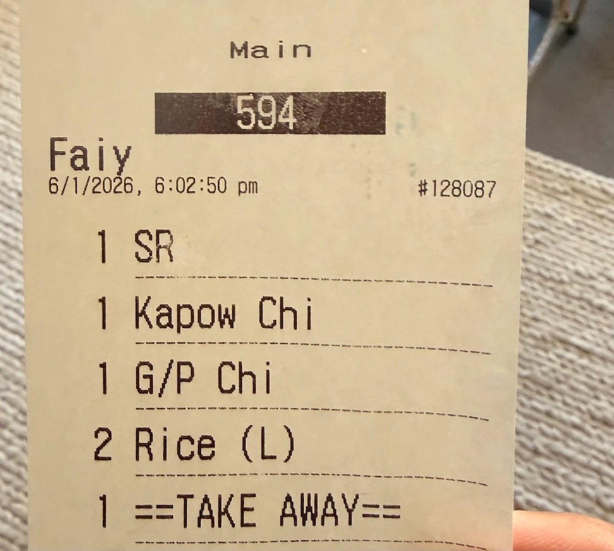 Menu, Chur Thai Restaurant