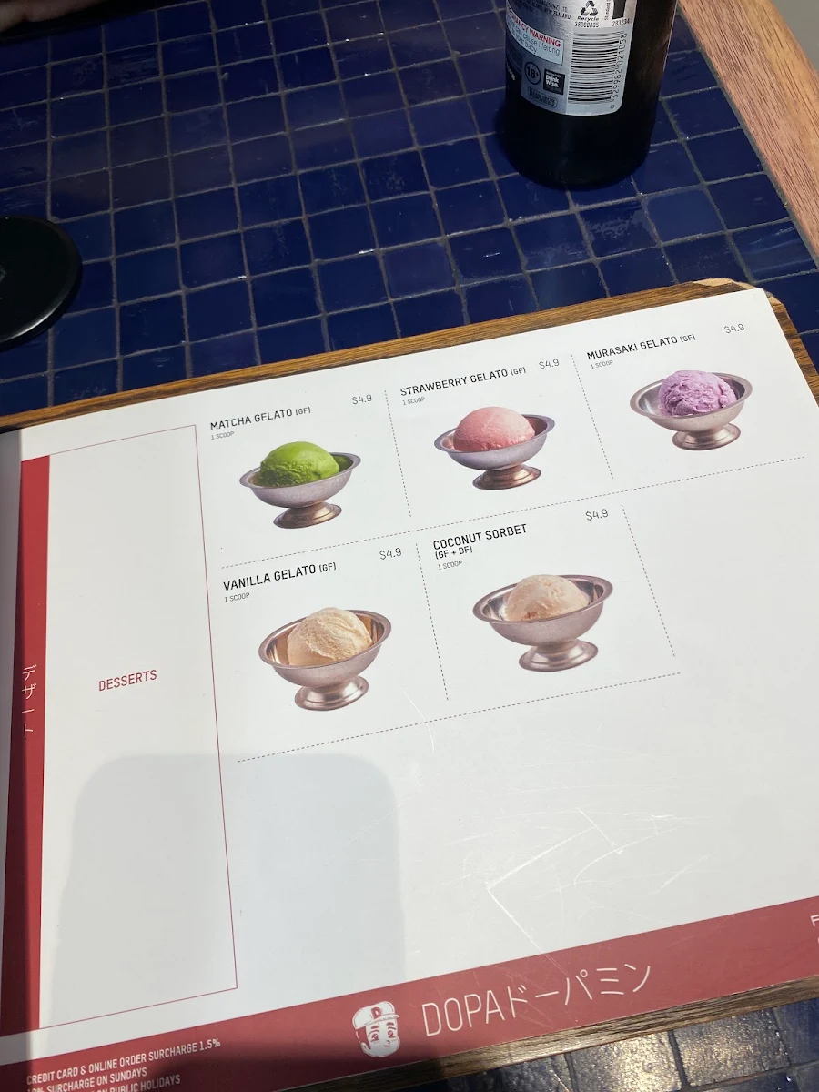 Menu, Dopa Donburi and Dessert - Macquarie Centre