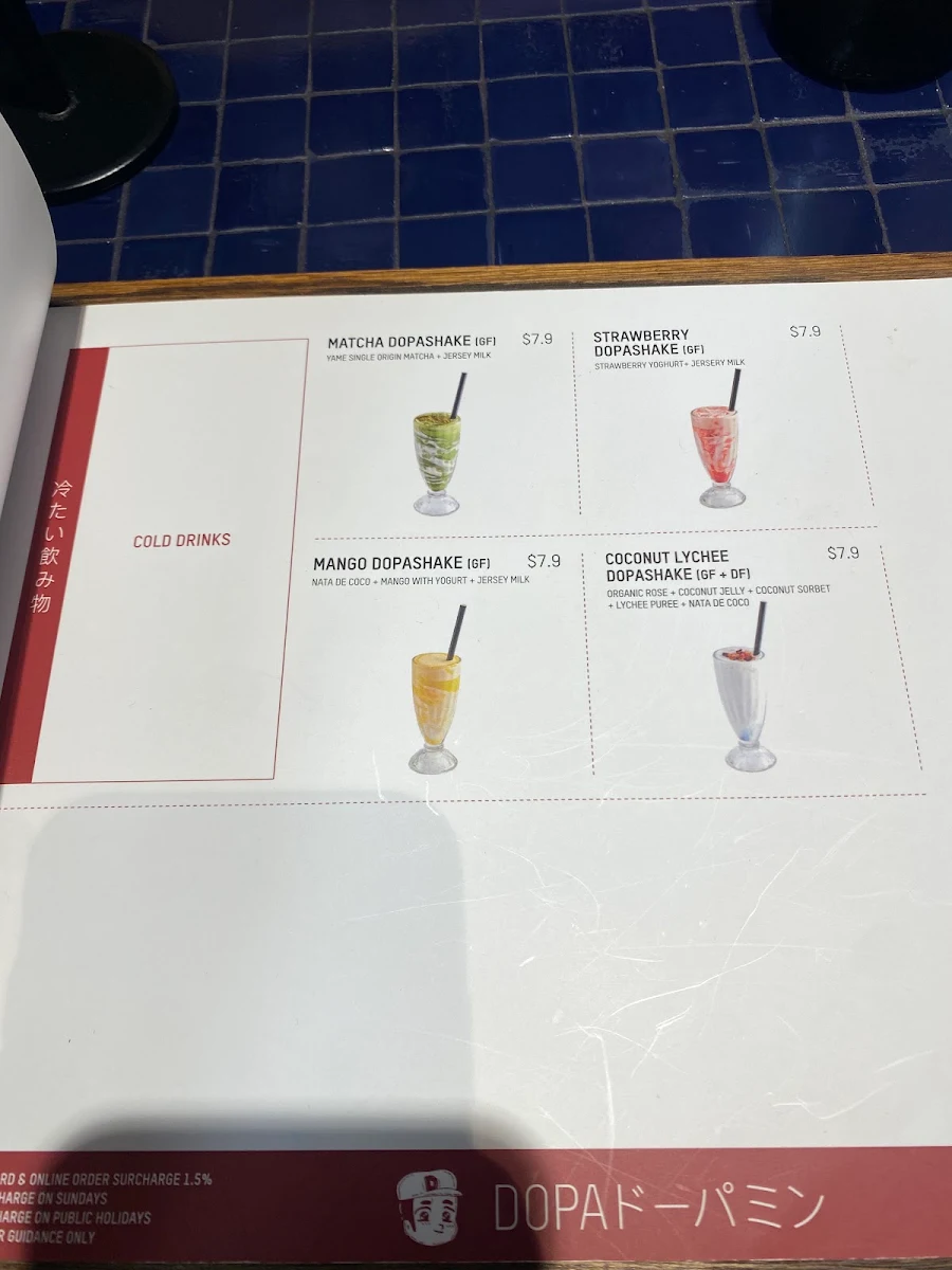 Menu, Dopa Donburi and Dessert - Macquarie Centre