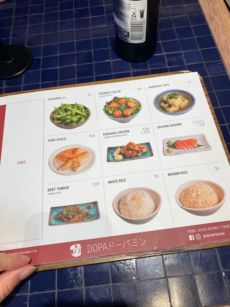 Menu, Dopa Donburi and Dessert - Macquarie Centre