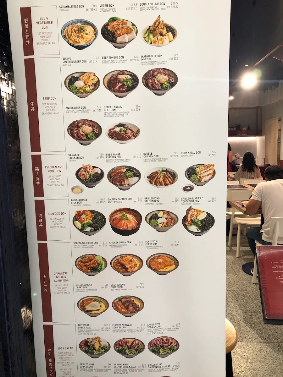 Menu, Dopa Donburi and Dessert - Macquarie Centre