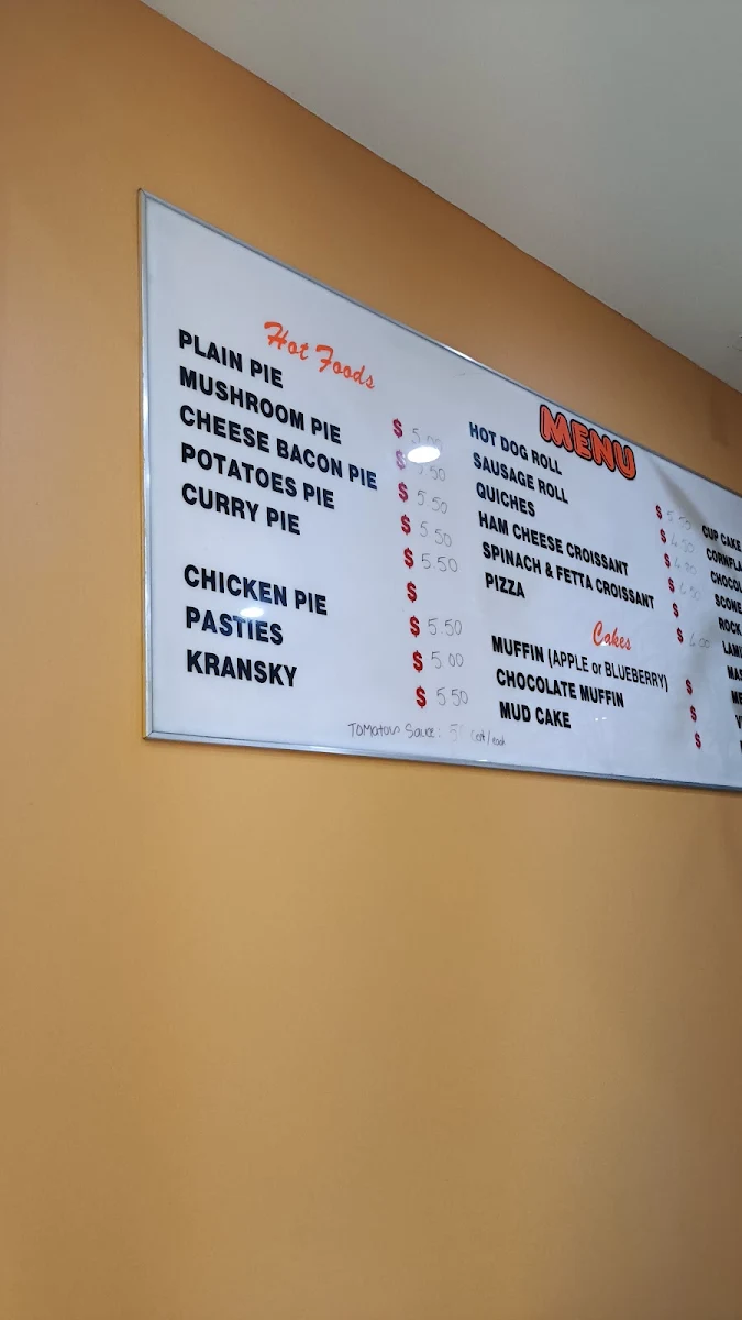 Menu, Prospect Bakery