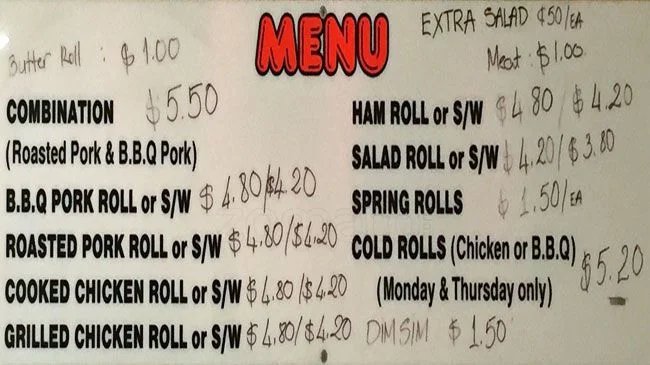 Menu, Prospect Bakery