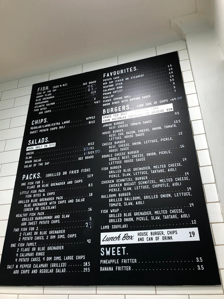 Menu, One Fish Two Fish