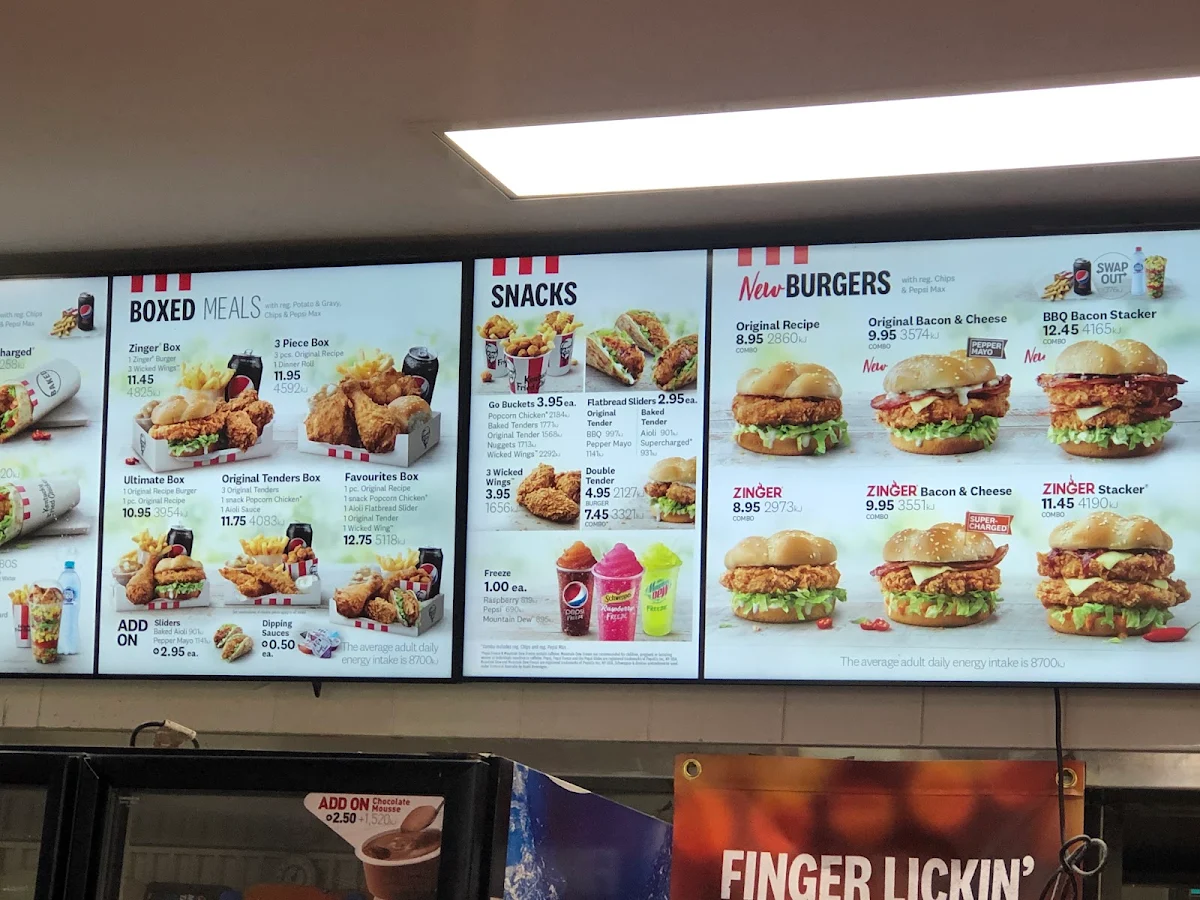 Menu, KFC Colac