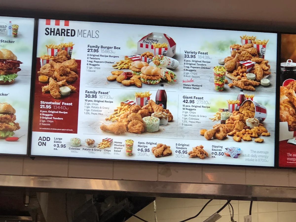 Menu, KFC Colac