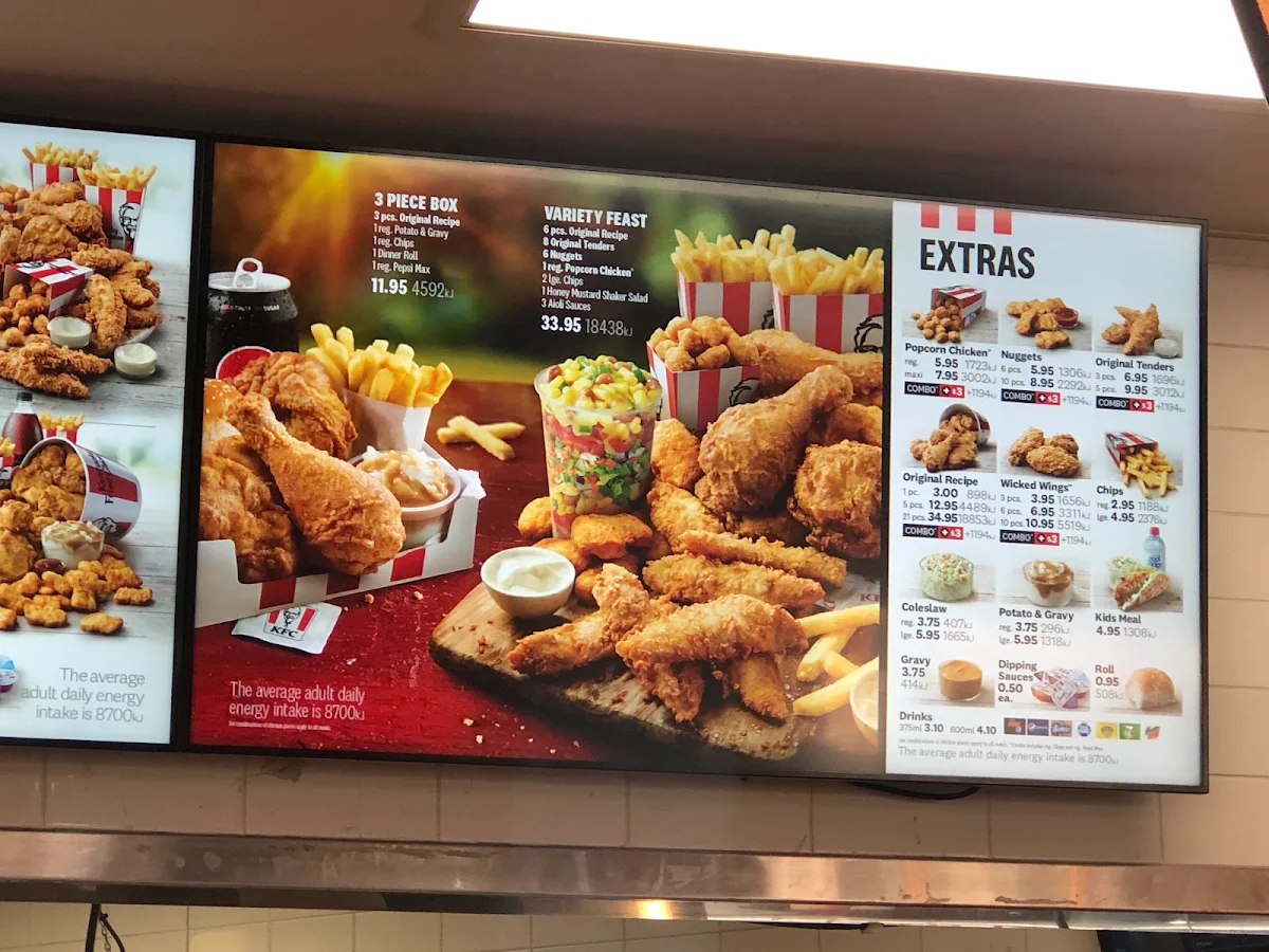 Menu, KFC Colac
