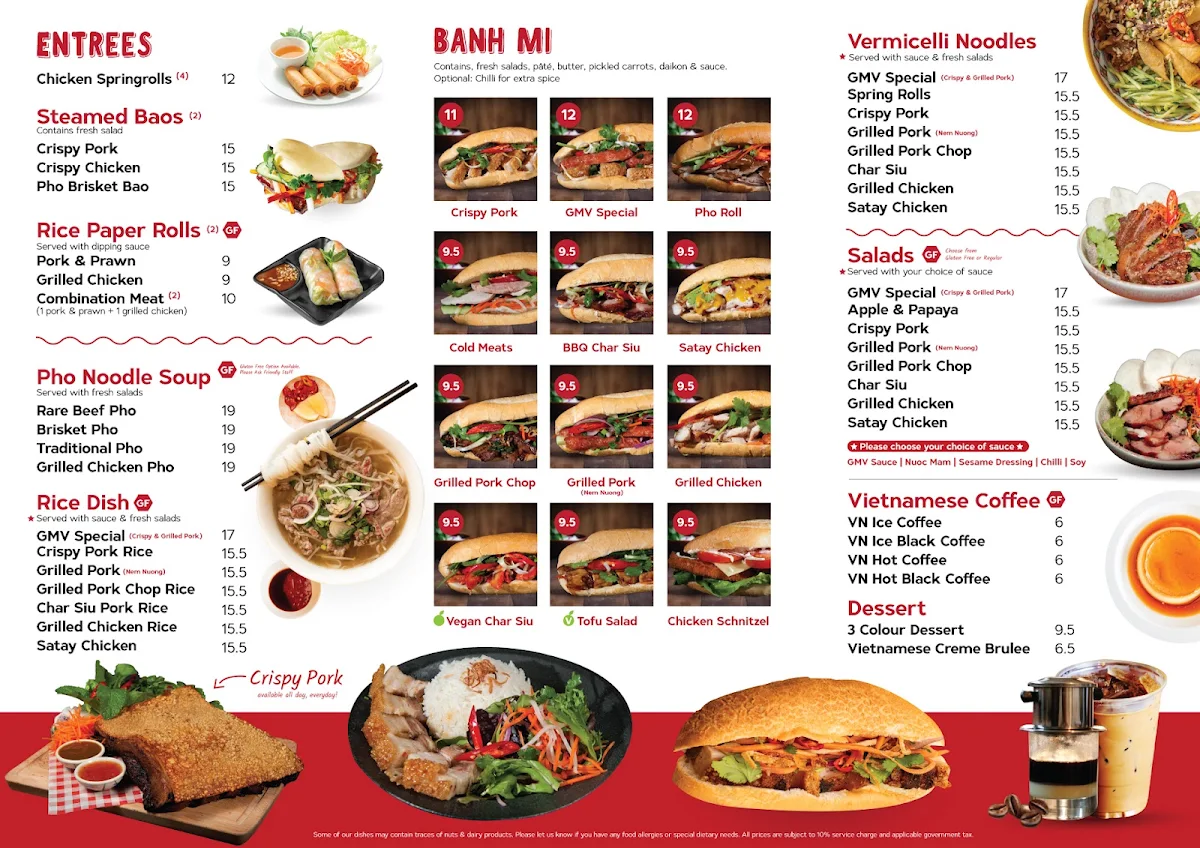 Menu, Good Morning Vietnam Eatery