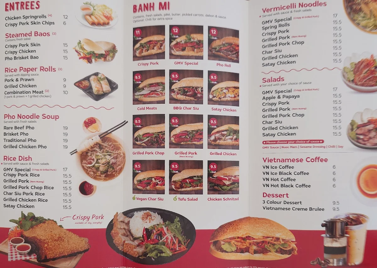 Menu, Good Morning Vietnam Eatery