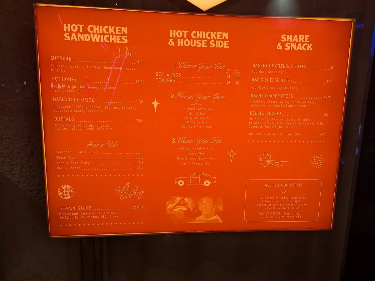 Menu, Belles Hot Chicken Circular Quay