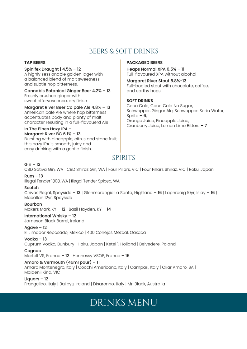 Menu, SOUQ Perth