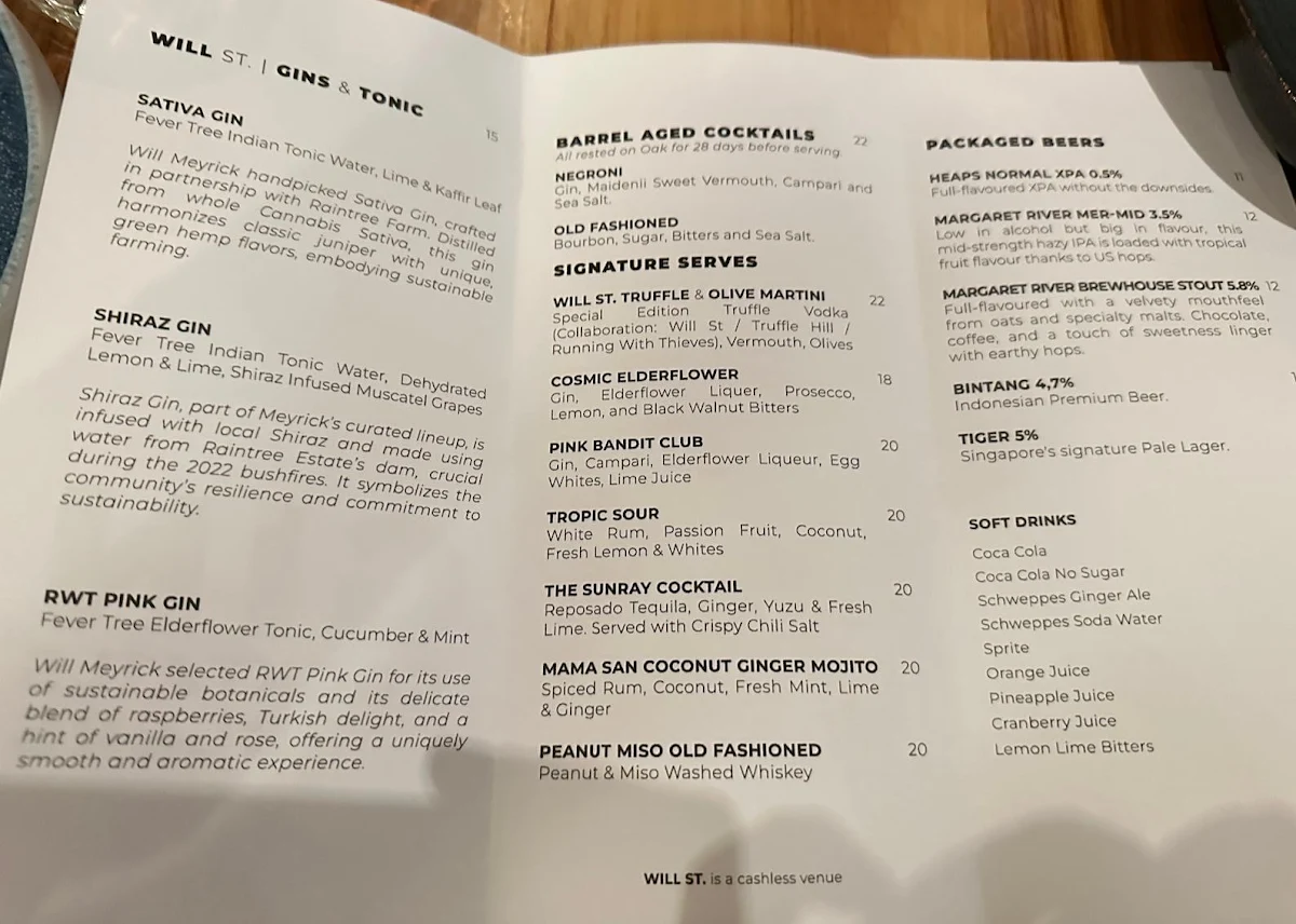 Menu, SOUQ Perth