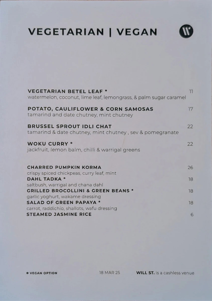 Menu, SOUQ Perth