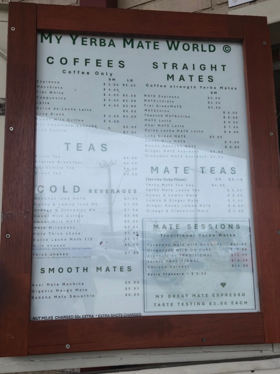 Menu, My Yerba Mate World