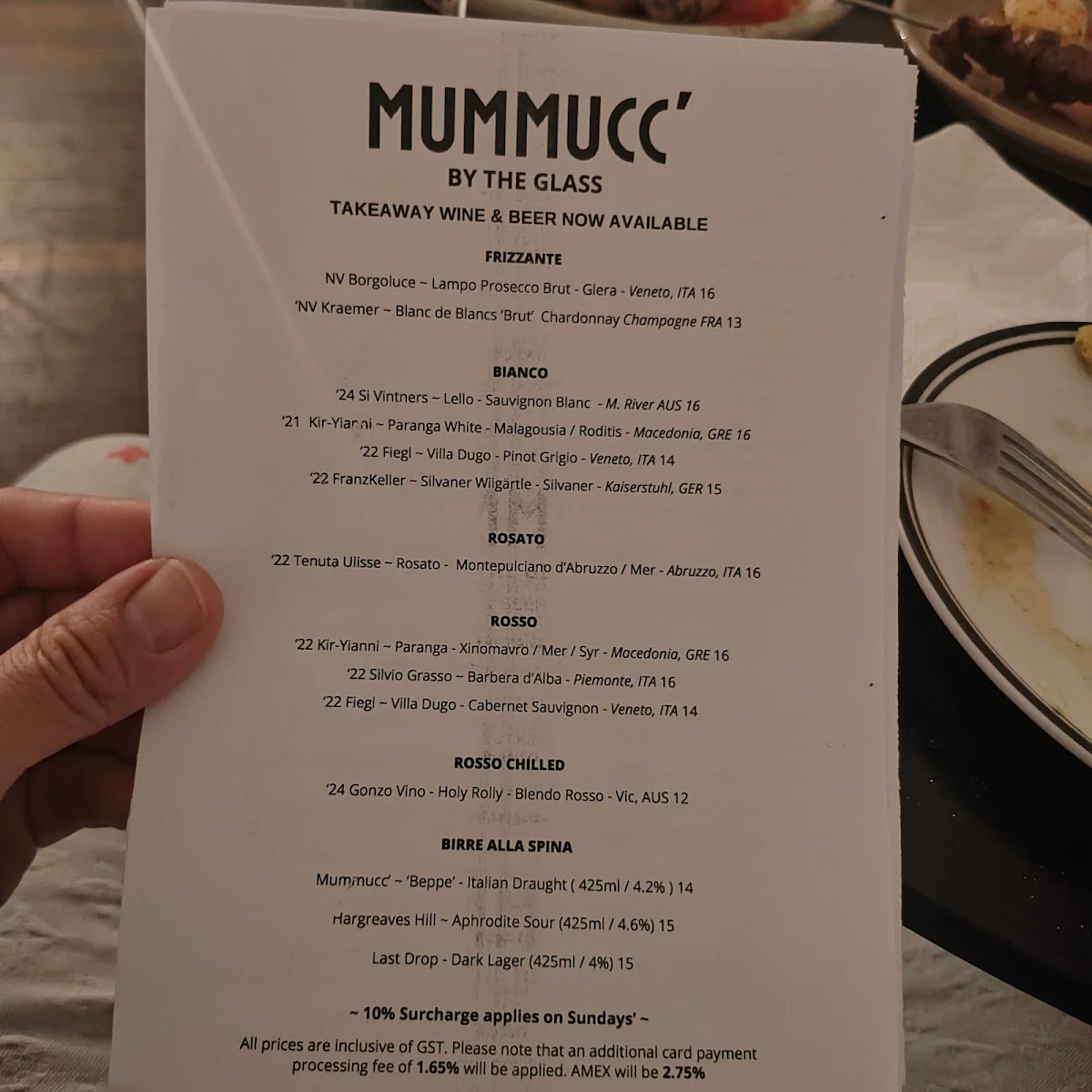 Menu, Mummucc'