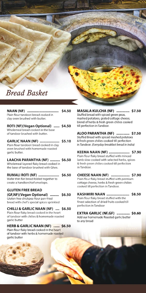 Menu, Jai Ho Indian Restaurant