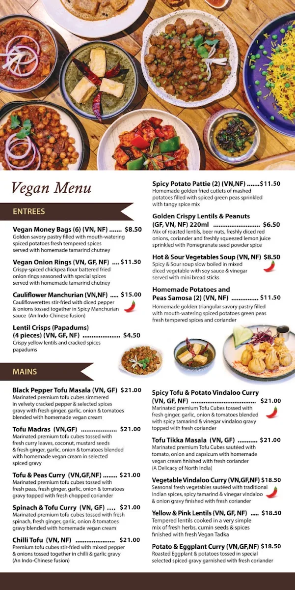 Menu, Jai Ho Indian Restaurant