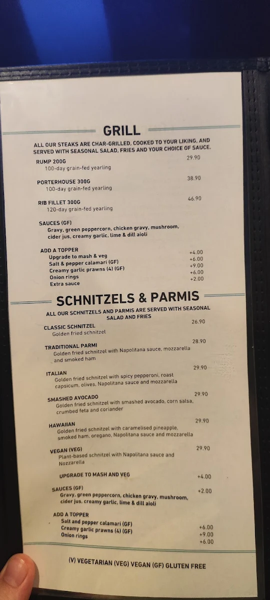 Menu, Stock Exchange Hotel