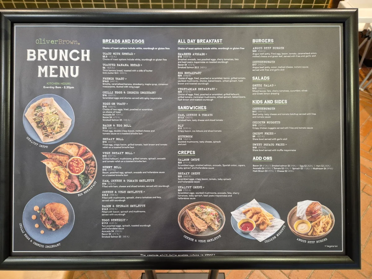 Menu, Oliver Brown