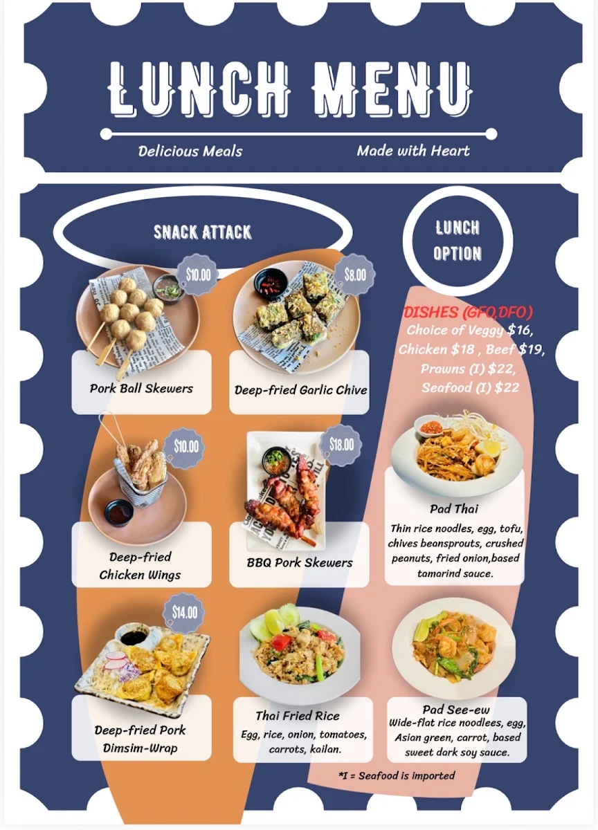Menu, Klin-i Cafe'&Thai Kitchen