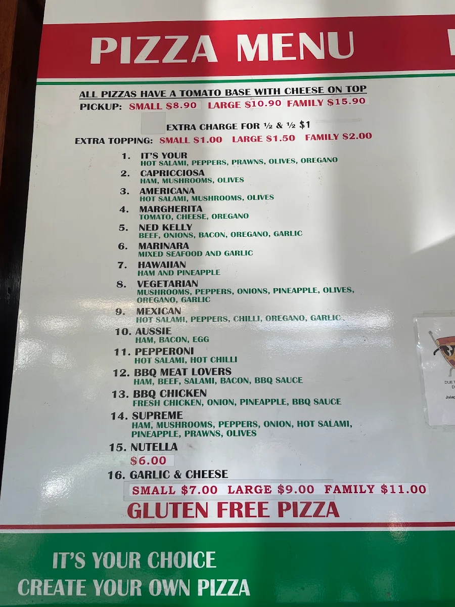 Menu, it's your Pizza