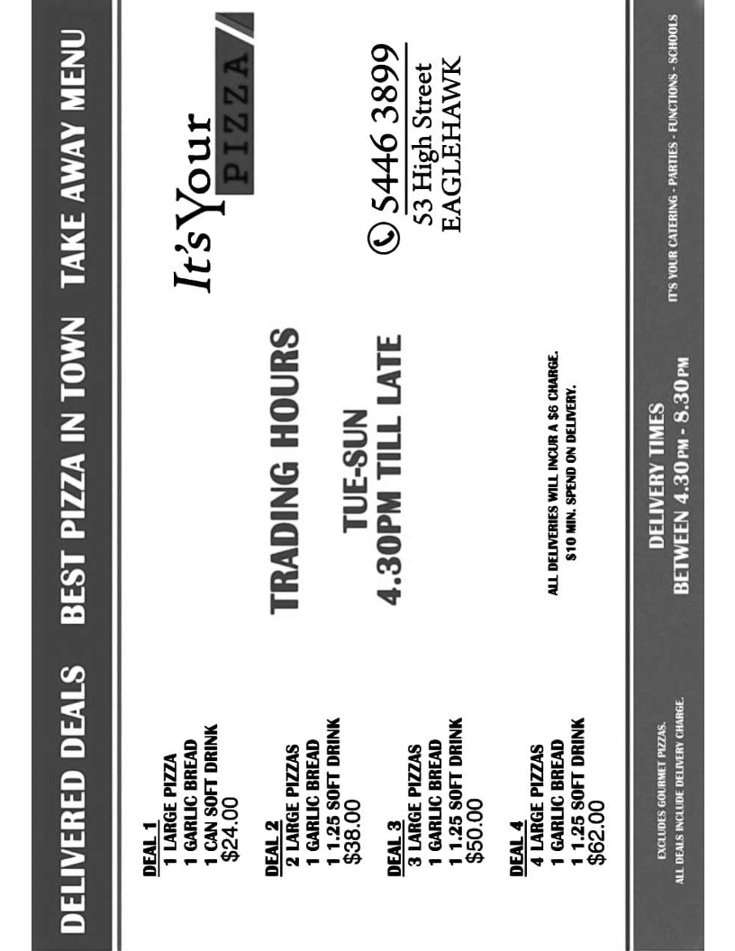 Menu, it's your Pizza